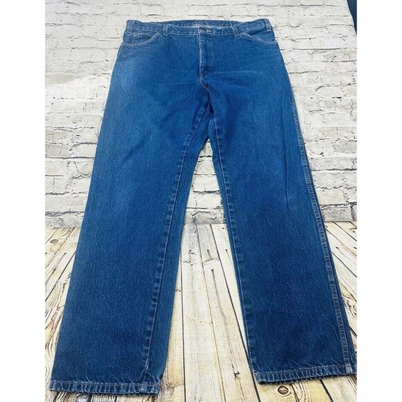 Dickies Jeans Men’s 38x34 Blue Denim Straight Regular Worker Pants Dark Wash - Picture 1 of 10